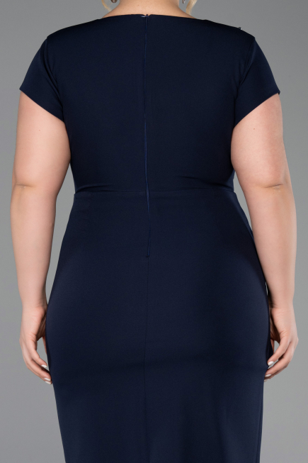 Robe De Invitation Grande Taille Midi Bleu Marine ABK2614