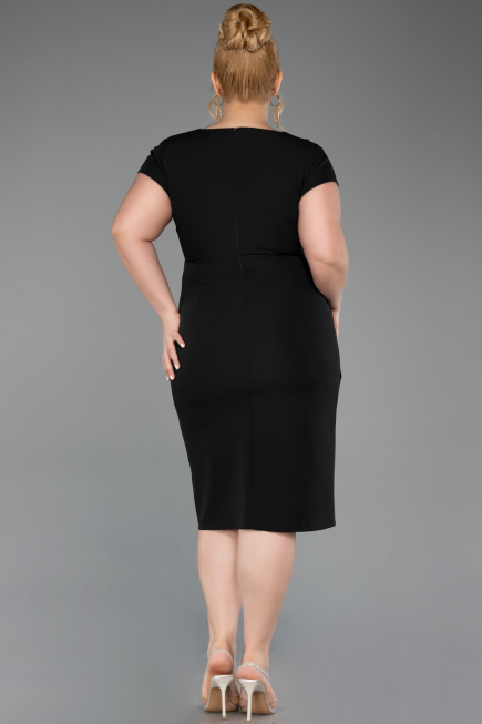 Robe De Invitation Grande Taille Midi Noir ABK2614