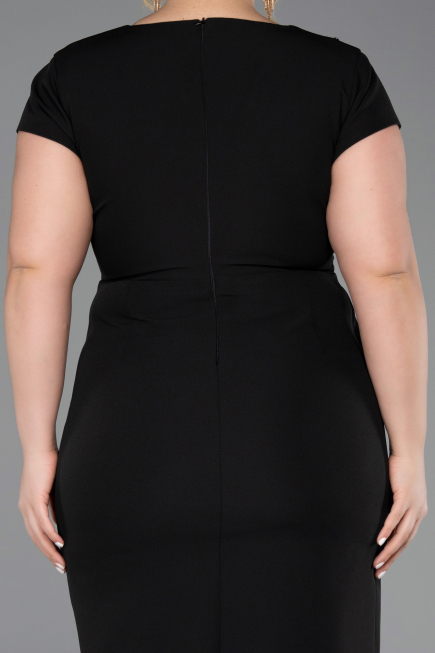 Robe De Invitation Grande Taille Midi Noir ABK2614