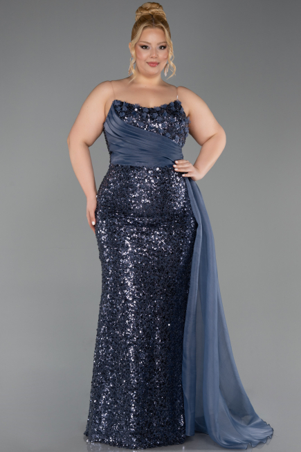 Robe De Fiançailles Grande Taille Longue Squameuse Anthracite ABU6174