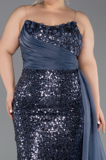Robe De Fiançailles Grande Taille Longue Squameuse Anthracite ABU6174