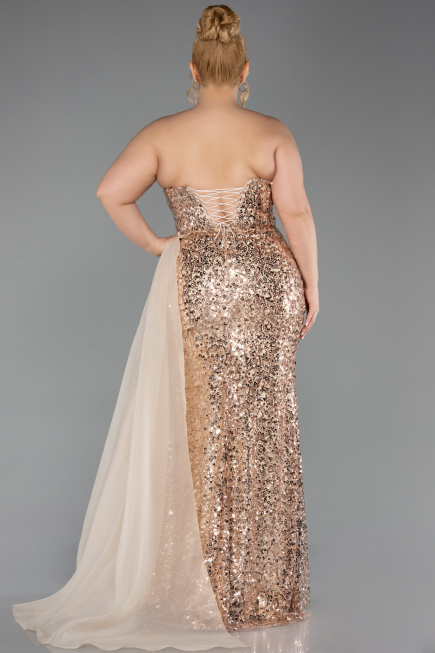 Robe De Fiançailles Grande Taille Longue Squameuse Or ABU6174