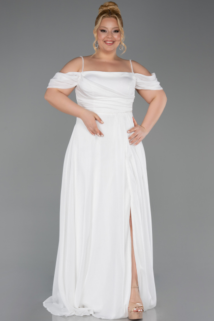Robe Grande Taille Longue Blanc ABU6185