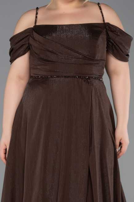 Robe Grande Taille Longue Brun ABU6185