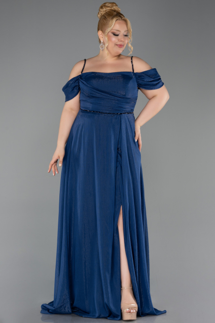 Robe Grande Taille Longue Bleu Marine ABU6185
