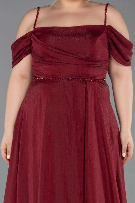Robe Grande Taille Longue Rouge Bordeaux ABU6185
