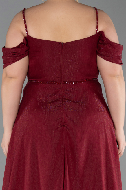 Robe Grande Taille Longue Rouge Bordeaux ABU6185