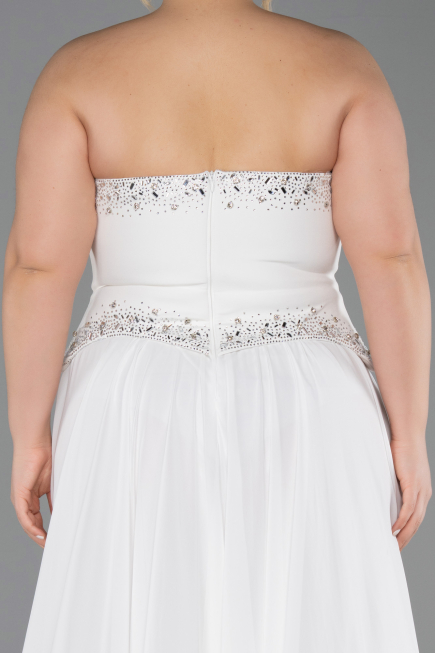 Robe de Soirée Longue Mousseline Blanc ABU6188