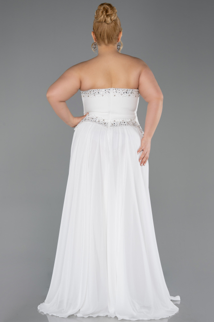 Robe de Soirée Longue Mousseline Blanc ABU6188