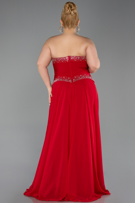 Robe de Soirée Longue Mousseline Rouge ABU6188