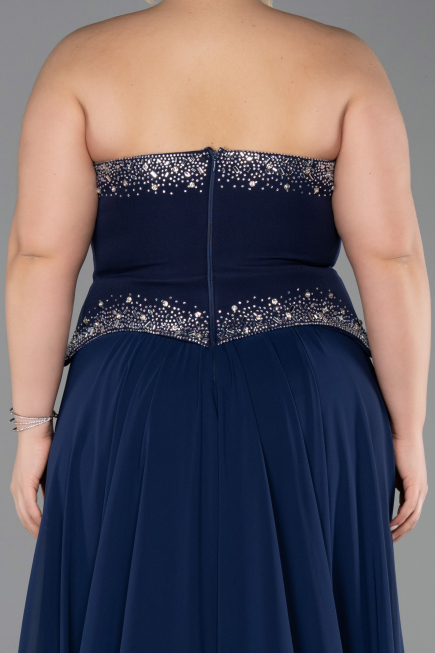 Robe de Soirée Longue Mousseline Bleu Marine ABU6188