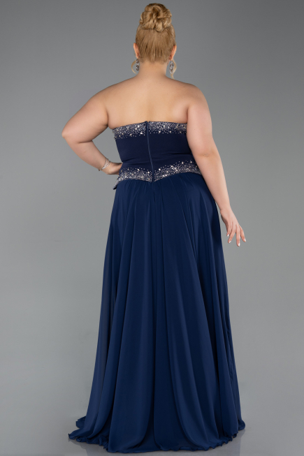 Robe de Soirée Longue Mousseline Bleu Marine ABU6188