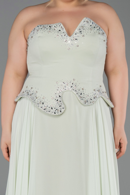 Robe de Soirée Longue Mousseline Menthe ABU6188