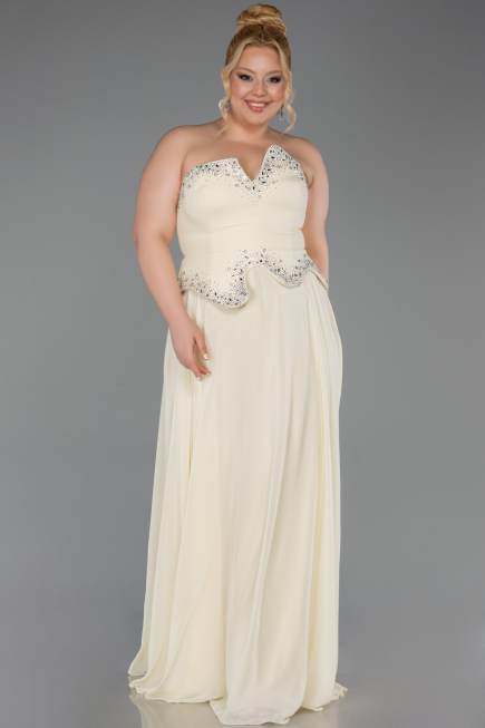 Robe de Soirée Longue Mousseline Jaune ABU6188