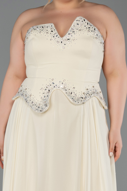 Robe de Soirée Longue Mousseline Jaune ABU6188