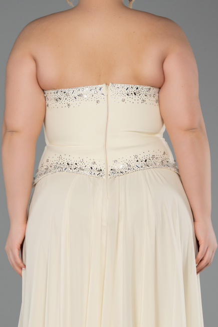 Robe de Soirée Longue Mousseline Jaune ABU6188