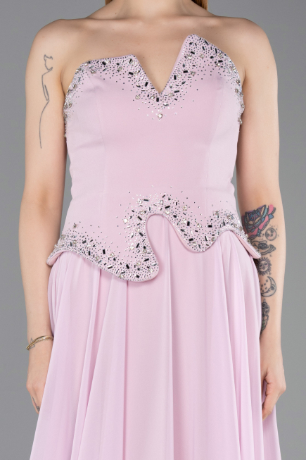 Robe de Soirée Longue Mousseline Poudre ABU6188