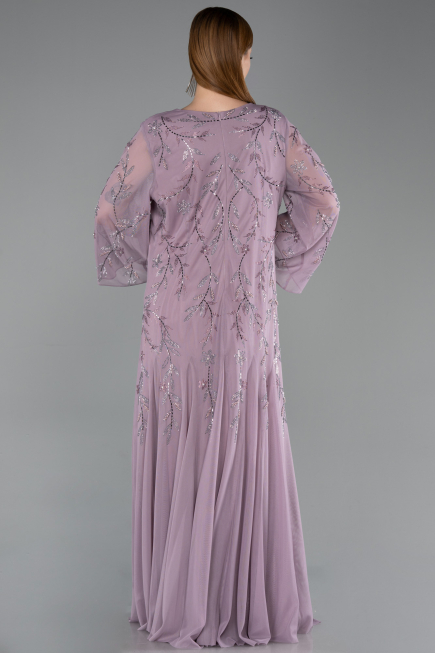 Robe De Soirée Grande Taille Longue Mousseline Lavande ABU6176
