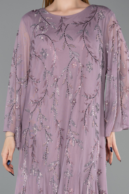 Robe De Soirée Grande Taille Longue Mousseline Lavande ABU6176