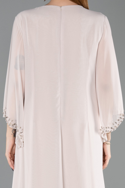 Robe De Soirée Grande Taille Longue Mousseline Beige ABU6177