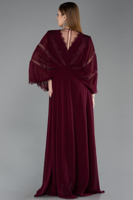Robe De Soirée Grande Taille Longue Mousseline Couleur Cerise ABU6178