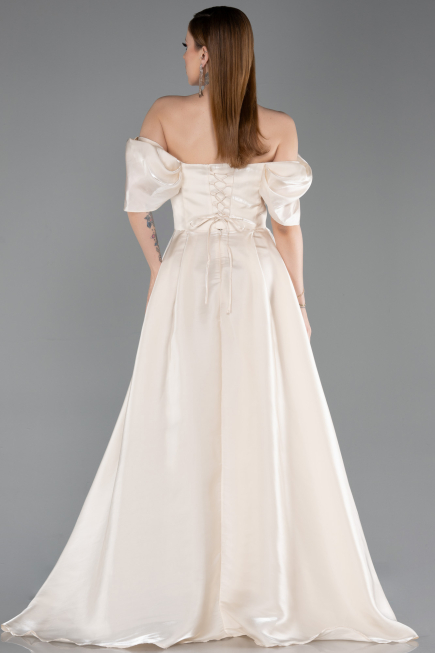 Robe de Soirée Longue Beige ABU6191