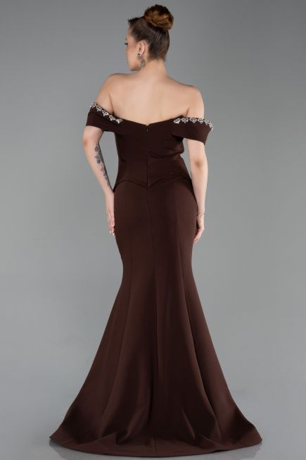 Robe Queue de Poisson Longue Brun ABU6198