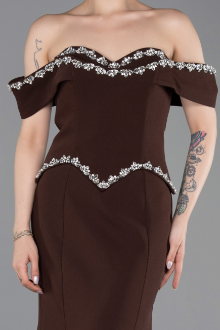 Robe Queue de Poisson Longue Brun ABU6198