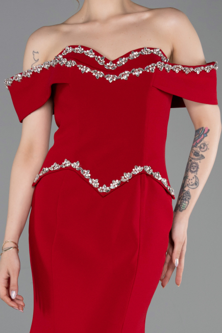 Robe Queue de Poisson Longue Rouge ABU6198