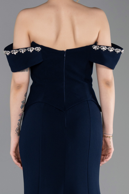 Robe Queue de Poisson Longue Bleu Marine ABU6198
