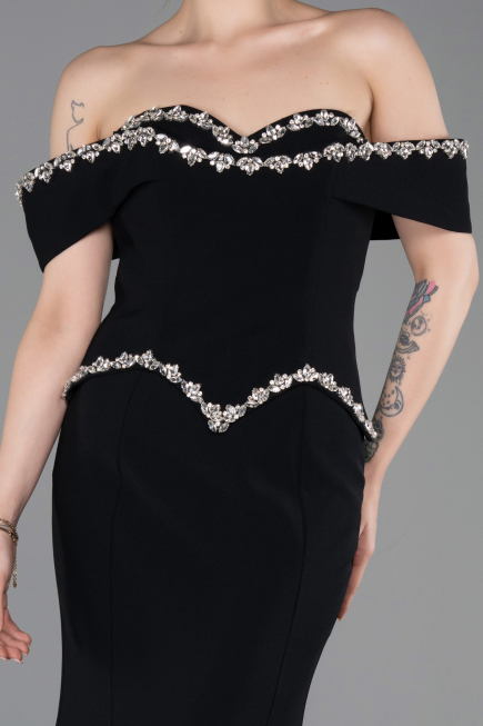Robe Queue de Poisson Longue Noir ABU6198