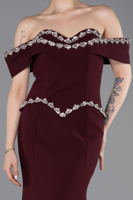 Robe Queue de Poisson Longue Couleur Cerise ABU6198
