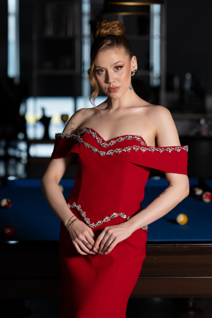 Robe Queue de Poisson Longue Rouge ABU6198