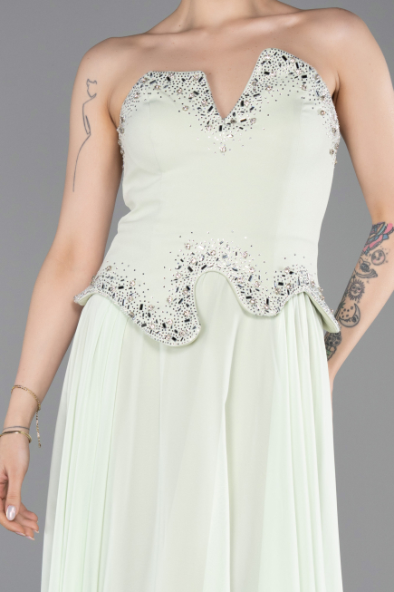 Robe de Soirée Longue Mousseline Menthe ABU6188
