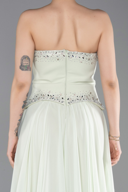 Robe de Soirée Longue Mousseline Menthe ABU6188
