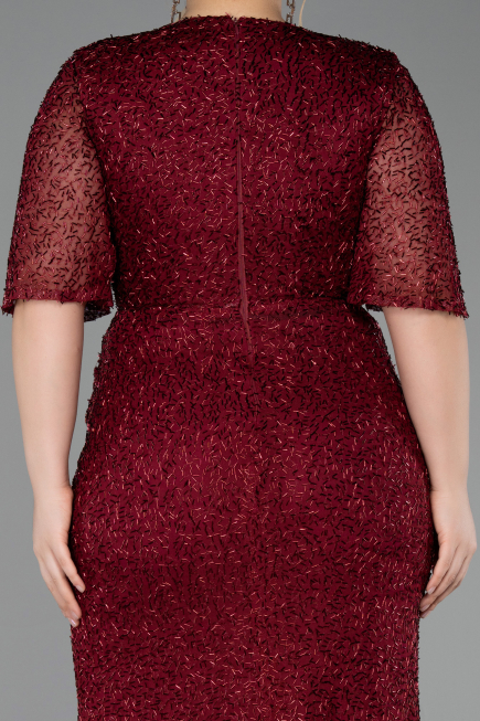 Robe De Soirée Grande Taille Longue Rouge Bordeaux ABU4542