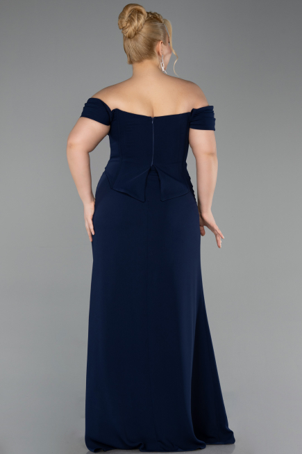 Robe De Graduation Grande Taille Longue Bleu Marine ABU6246