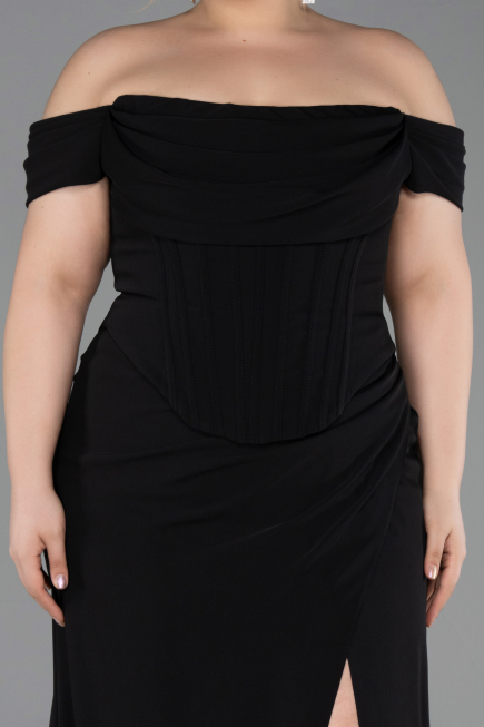 Robe De Graduation Grande Taille Longue Noir ABU6246