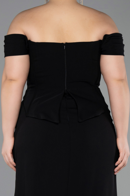 Robe De Graduation Grande Taille Longue Noir ABU6246
