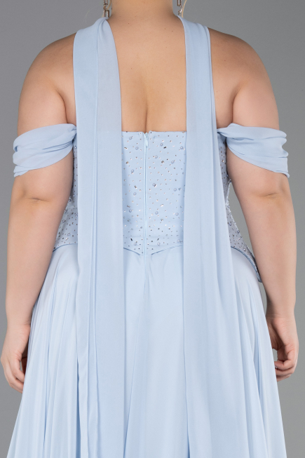 Robe Grande Taille Longue Mousseline Bleu clair ABU6247