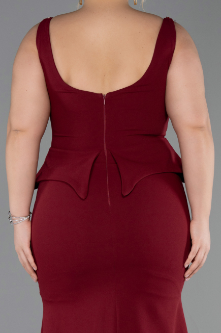 Robe de Soirée Grande Taille Longue Rouge Bordeaux ABU6248