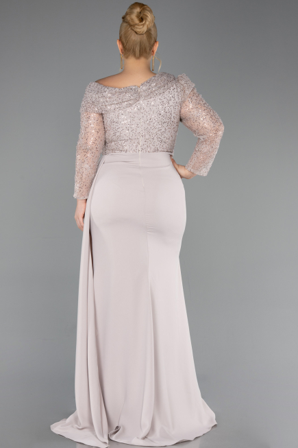 Robe Grande Taille Longue Beige ABU6213