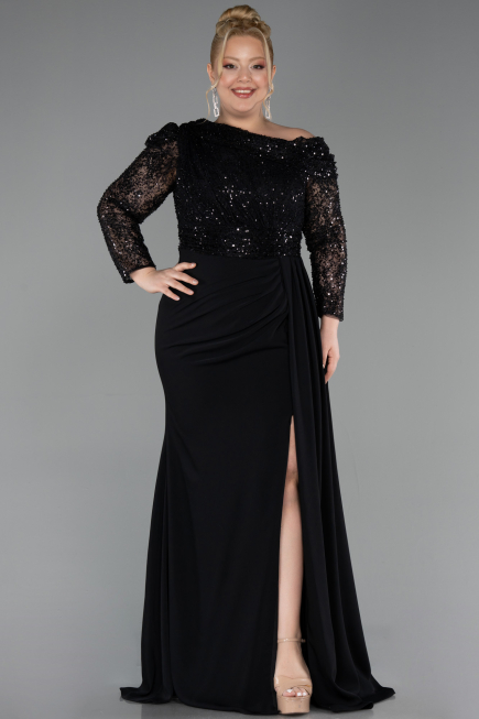 Robe Grande Taille Longue Noir ABU6213