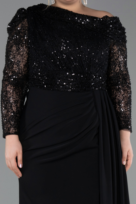 Robe Grande Taille Longue Noir ABU6213