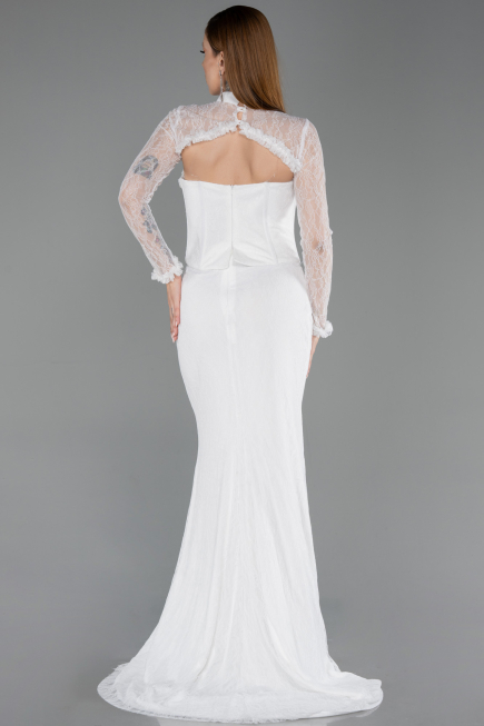 Robe de Soirée Longue Dantelle Blanc ABU6207