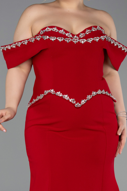 Robe De Soirée Grande Taille Longue Rouge ABU6199