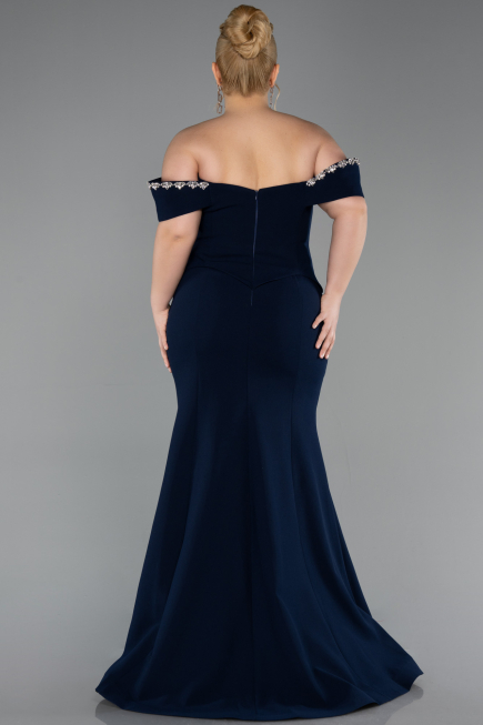 Robe De Soirée Grande Taille Longue Bleu Marine ABU6199