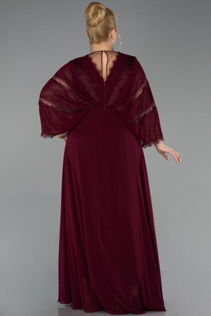 Robe De Soirée Grande Taille Longue Mousseline Couleur Cerise ABU6178
