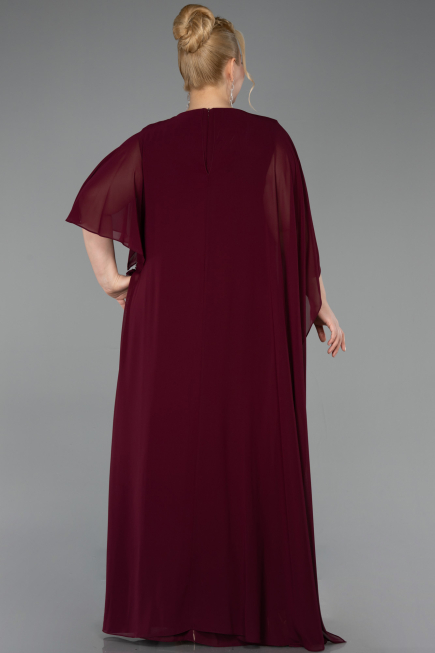 Robe De Soirée Grande Taille Longue Mousseline Prune ABU6179