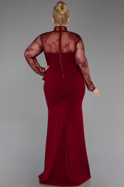 Robe de Soirée Grande Taille Longue Rouge Bordeaux ABU6195